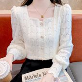 加绒方领蕾丝打底衫 长袖 女春秋2025秋装 洋气内搭小衫 上衣 新款 韩版