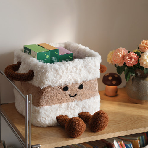 毛绒桌面可爱收纳家居收纳盒杂物收纳篮零食小方盒卡通袜子收纳筐