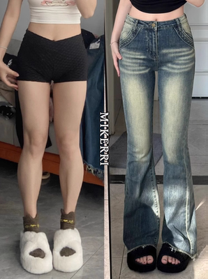 高腰显瘦梨形身材马蹄裤