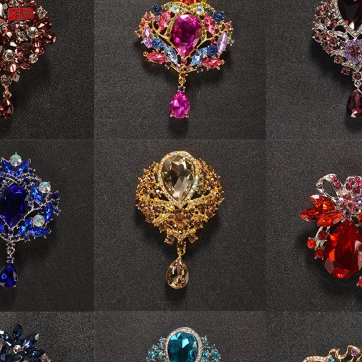 水滴胸针欧美夸张大气彩色别针复古水晶胸花宫廷压襟西装旗袍配饰,饰品/流行首饰/时尚饰品新,胸针,淘宝优惠券,粉丝福利购,淘宝优惠卷