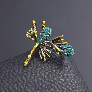 复古简约植物胸针防走光领口固定别针油彩工艺合金胸花服装配饰品