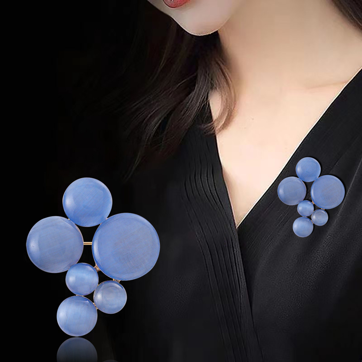 新款简约创意透明蓝色水滴胸针女小众设计感时尚百搭服装配饰别针,饰品/流行首饰/时尚饰品新,胸针,淘宝优惠券,粉丝福利购,淘宝优惠卷