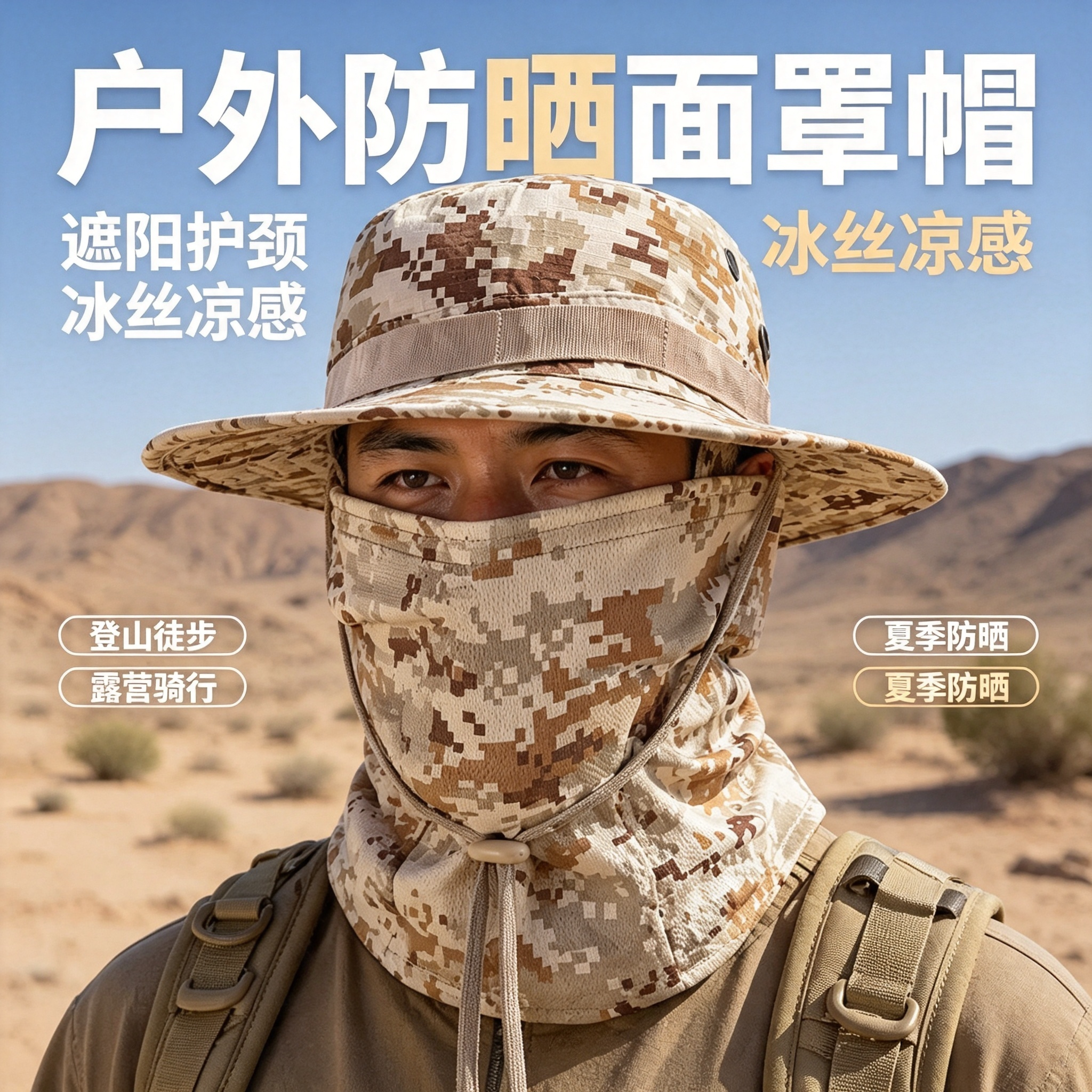 迷彩冰丝全脸防晒面罩