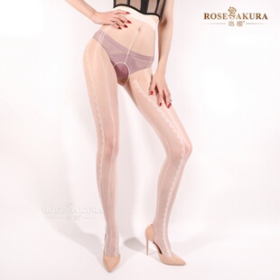 精美线索提花竖线条纹开档极光丝袜性感油亮丝滑免脱超薄油光透明