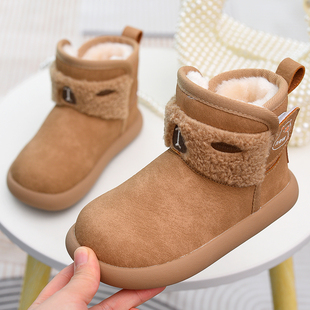 儿童加绒保暖大棉鞋冬季女童加厚雪地靴2025新款童鞋男童冬靴短靴