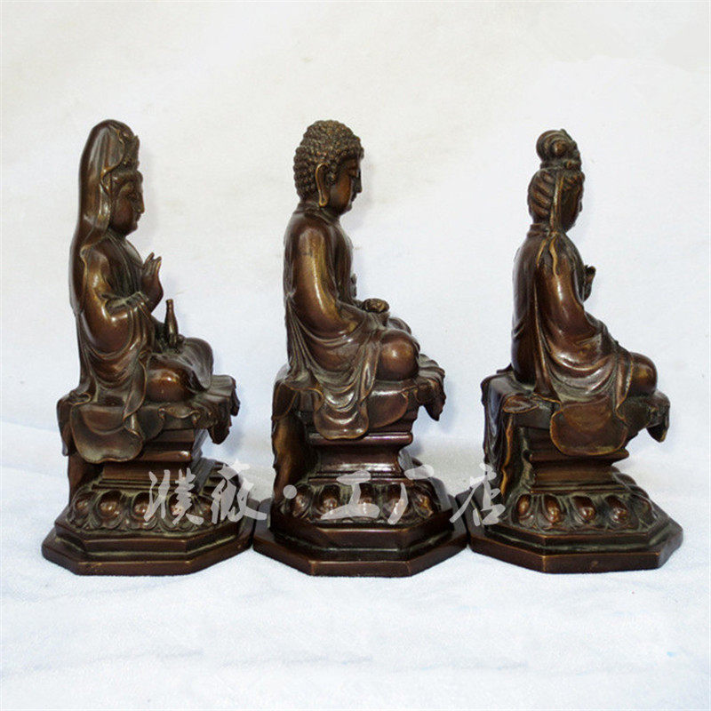 抖音新款西方三圣摆件一套开光纯铜观音菩萨阿弥陀佛大势至佛像