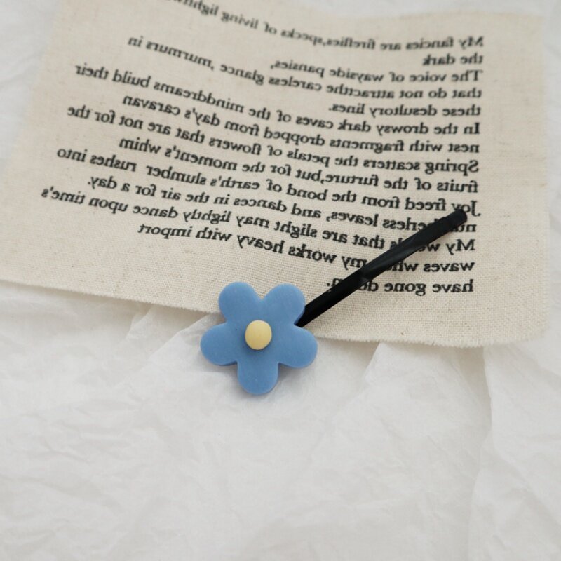 抖音新款童趣软陶小花发夹一字夹 ins泫雅风发饰可爱甜美花朵发卡