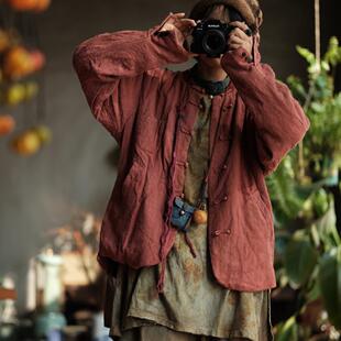 复古文艺立领盘扣柞蚕丝小棉衣0395