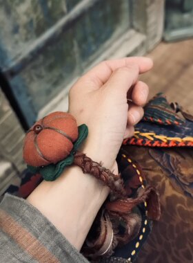 新款手工编织田园风精致手链中国风新中式小南瓜手串SC006