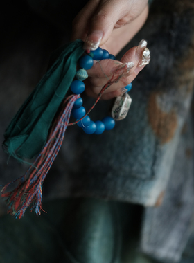 文艺百搭尼泊尔老琉璃多宝手串SC050