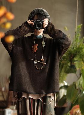 复古文艺羊毛圆领长袖毛衣衫Z2497黑