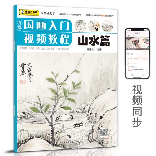 儿童国画山水篇 青藤国画入门视频课程传统中国水墨画山水入门起步教材6-10-12岁小学生零基础学国画书河南美术出版社