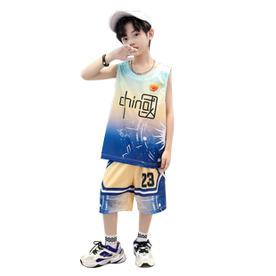 儿童篮球服套装男童夏季新款中大童运动背心男孩女孩速干训练服装