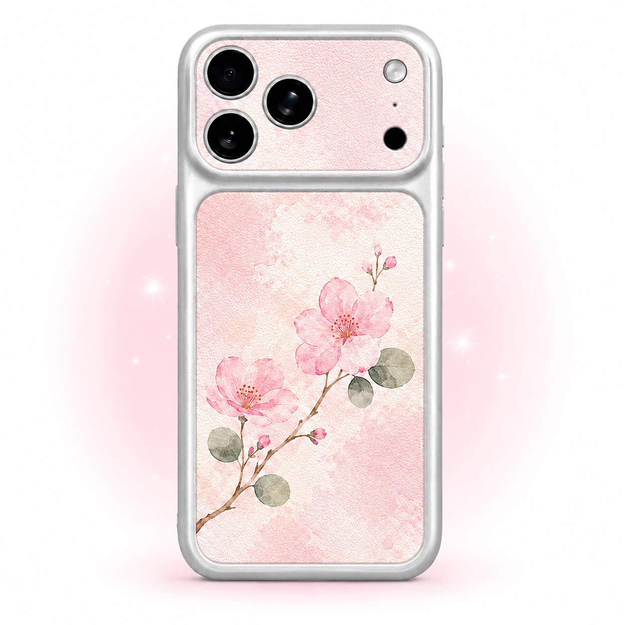 粉红桃花朵朵质感中式油画适用iPhone16/17promax手机壳苹果文艺14Promax皮纹13provivoOPPO一加