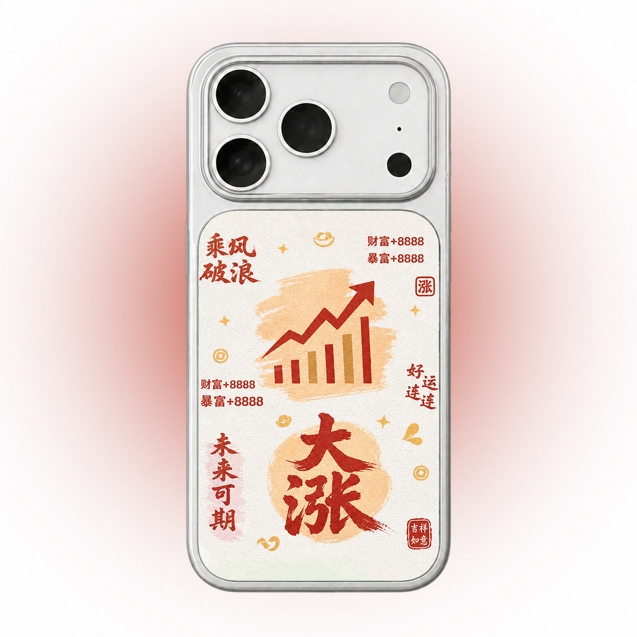 股票适用苹果17promax手机壳iPhone16pro炒股大涨OPPOvivo股市好运reno16招财发财x300暴富
