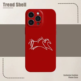 并驾齐驱马年白线手机壳手机壳适用于苹果17OPPOvivo小米17一加13苹果16promax荣耀华为vivo红米oppo