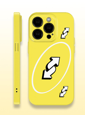 黄色创意旋转UNO翻转潮牌情侣菲林手机壳亮面适用苹果16prom红米k70华为MATE60硬壳VIVOX200苹果15OPPOFINDX8