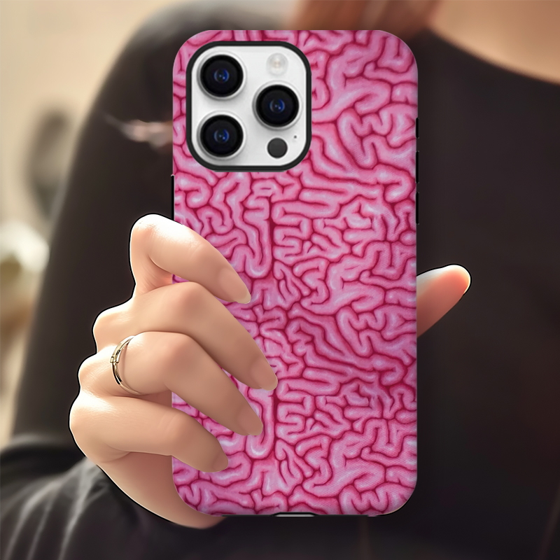 粉色大脑皮层艺术高级感手机壳适用苹果16pro华为vivo红米OPPOp80苹果16promax荣耀华为vivo红米oppo