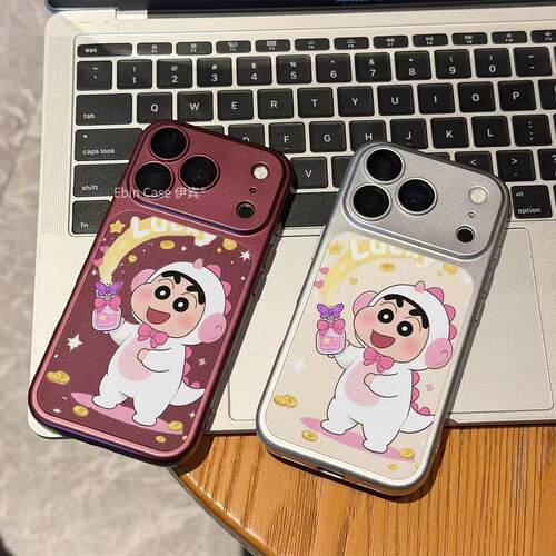 可爱恐龙小新秒变18适用苹果18pro手机壳新款iphone17大视窗16/15