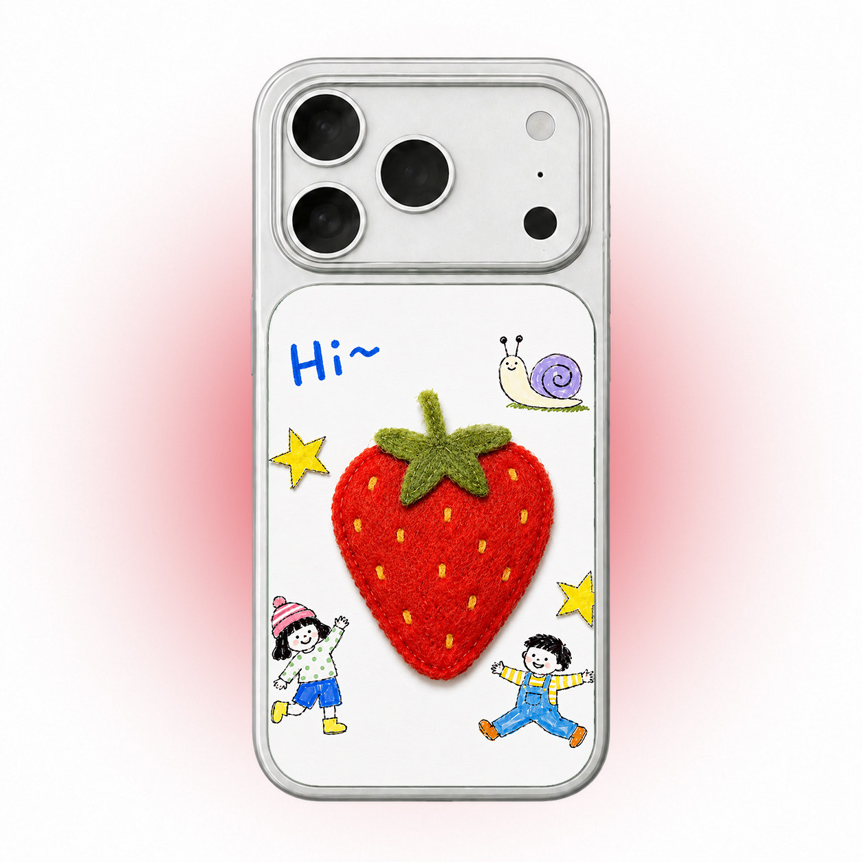 原创hi大个草莓可爱大孔手机壳适用苹果16pro简约小清新OPPOvivo手机壳iPhone17promax