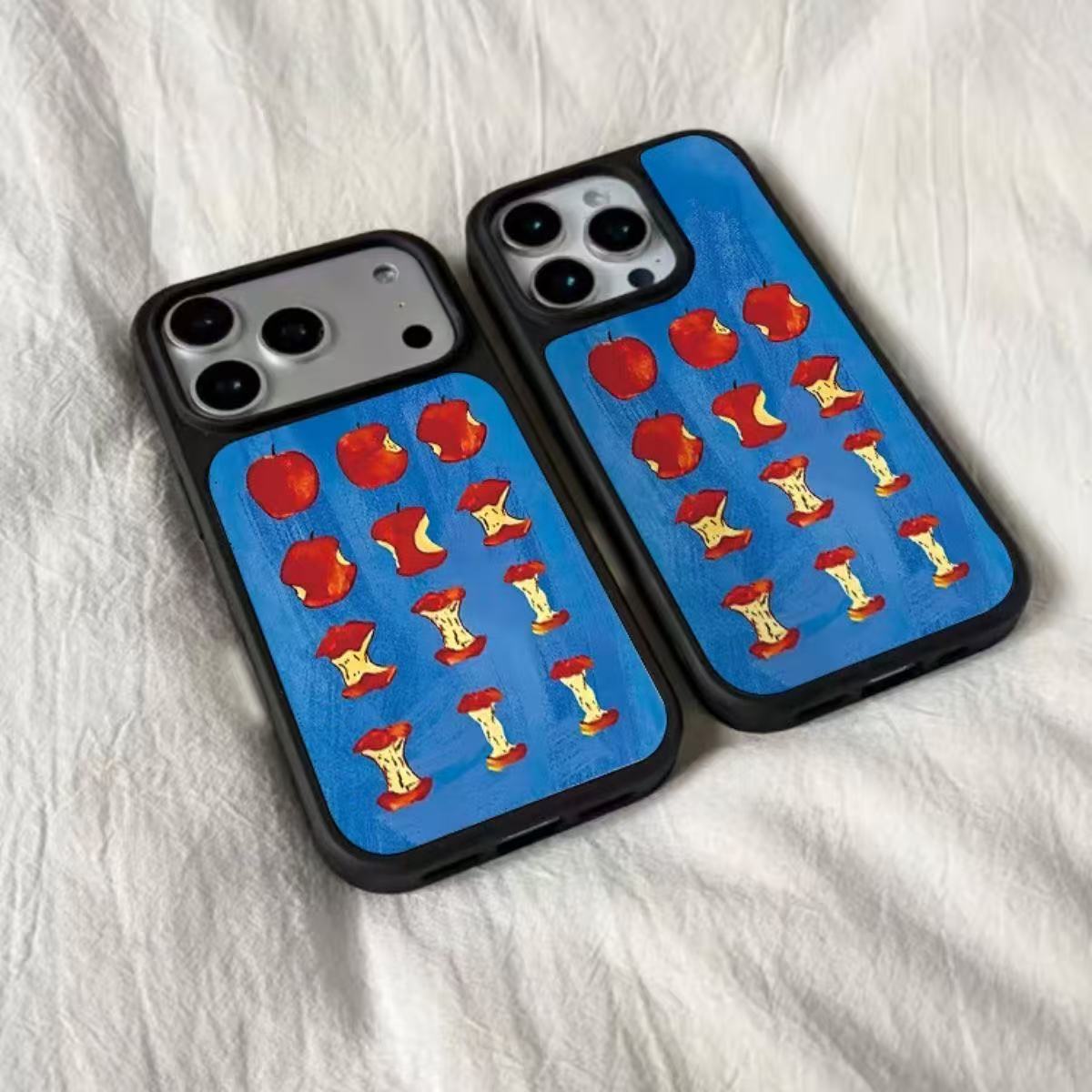 鎏金磁吸红苹果适用iPhone15苹果16手机壳17promax新款14玻璃