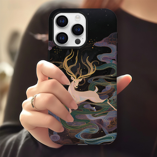 敦煌神鹿女款复古好运国潮手机壳手机壳适用于苹果17OPPOvivo小米17一加13苹果16promax荣耀华为vivo红米oppo