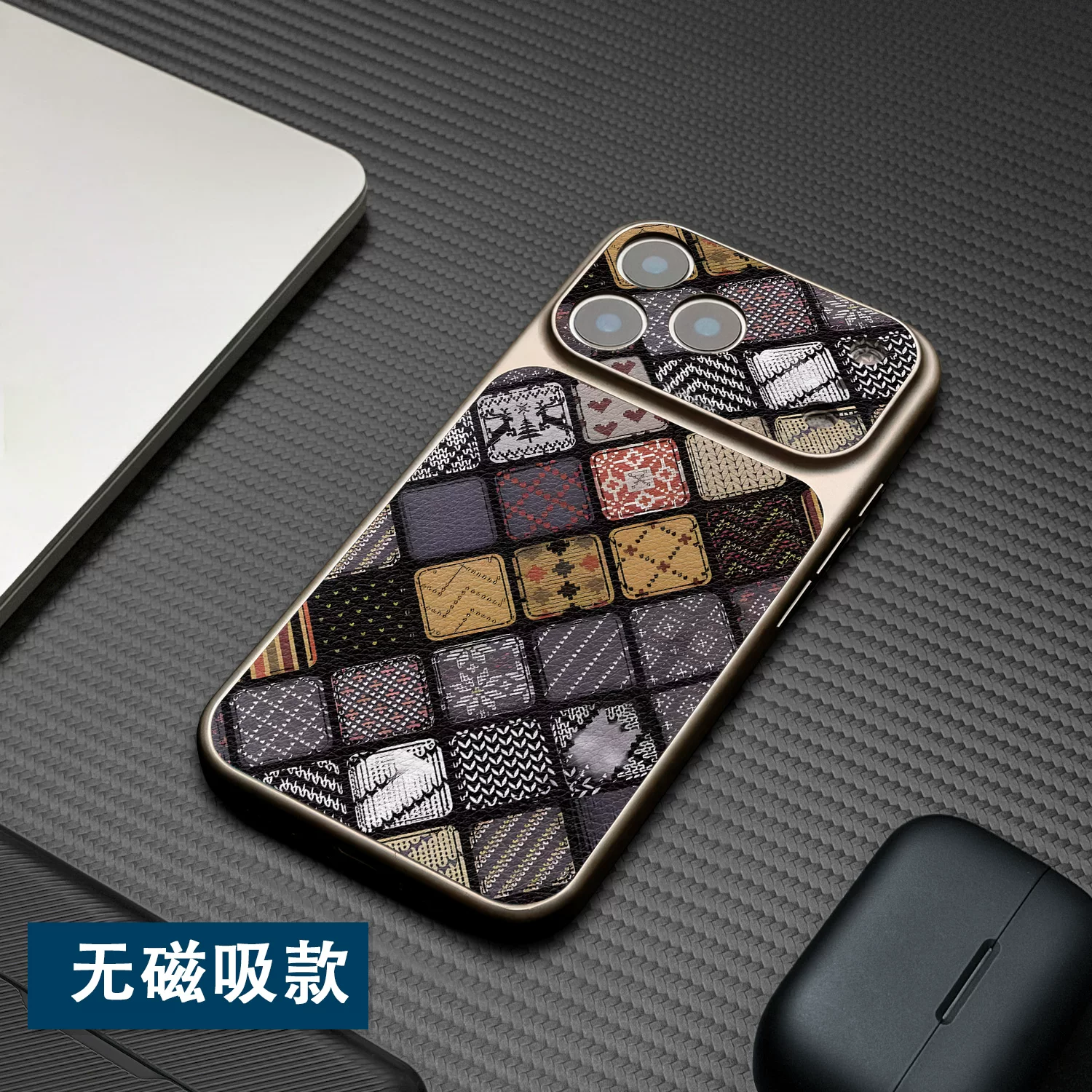 复古平面花纹适用苹果17pro手机壳iPhone16PM防摔15贴皮硬壳13PRO