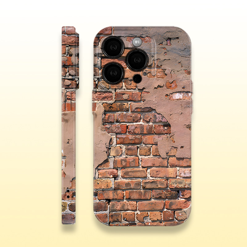砖墙红砖滑面创意简约潮风菲林亮面硬壳手机壳适用苹果15红米k70荣耀90华为MATE60PRO防摔IQOONEO8软壳tubro3