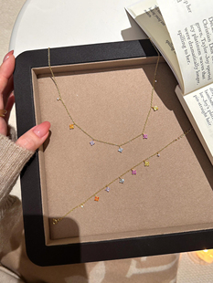 S925纯银彩色锆石满天星四叶草轻奢高级感甜美春夏多巴胺项链手链