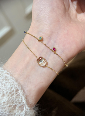 S925纯银爆冰晶雪花星芒冰块日系精工香槟金色项链