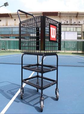 新款全黑色Wilson威尔胜网球教练车捡球车网球框捡球篮装球车
