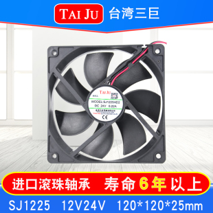 台湾三巨SJ1225HD2 HD1散热风扇12V24V机柜台巨TAIJU直流轴流风机