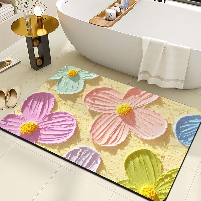 田园风浴室吸水地垫软硅藻泥速干卫生间厕所门口门垫防滑脚垫地毯,居家布艺,家用脚垫,淘宝优惠券,粉丝福利购,淘宝优惠卷