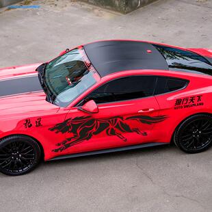 装贴纸狼图腾车盖贴拉花贴车身个痕贴机腰线贴性改汽车通用划全车