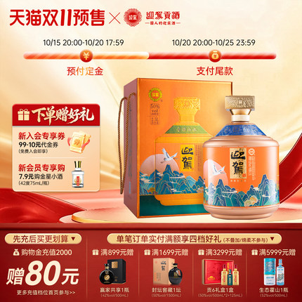 【天猫双11】迎驾贡酒青绿山水50度2.5L大坛礼盒装高度浓香白酒