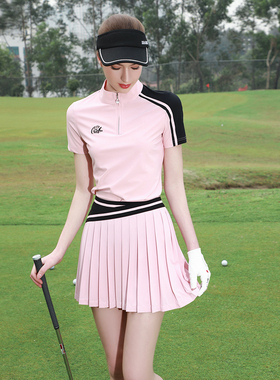 夏ZG6高尔夫女装球服装女士球衣运动速干粉色短袖T恤网球服裙子女