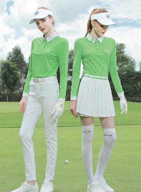 ZG6高尔夫女装球衣服装女运动球服绿色速干衣网球服女白色百褶裙