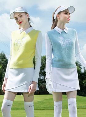 秋冬ZG-6高尔夫女装球服装女士衣服毛衣背心针织衫马甲白色短裙子
