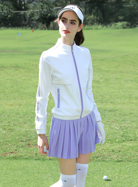 秋冬ZG-6高尔夫女装球服装女士运动防风白色外套女短款夹克网球裙