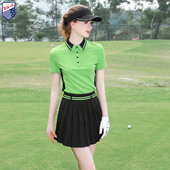 T恤网球服女黑色显瘦百褶裙子 女速干绿色短袖 ZG6高尔夫女装 球服装