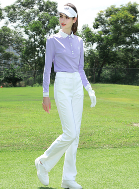 ZG-6高尔夫女装球服装女运动球衣长袖T恤紫色上衣白色修身长裤女