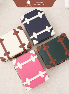 uniwalker复古迷你手提箱女密码化妆箱小包旅行箱16寸18手提皮箱