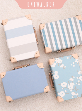 uniwalker手工13寸复古迷你手提箱女化妆箱小包旅行箱皮箱首饰箱