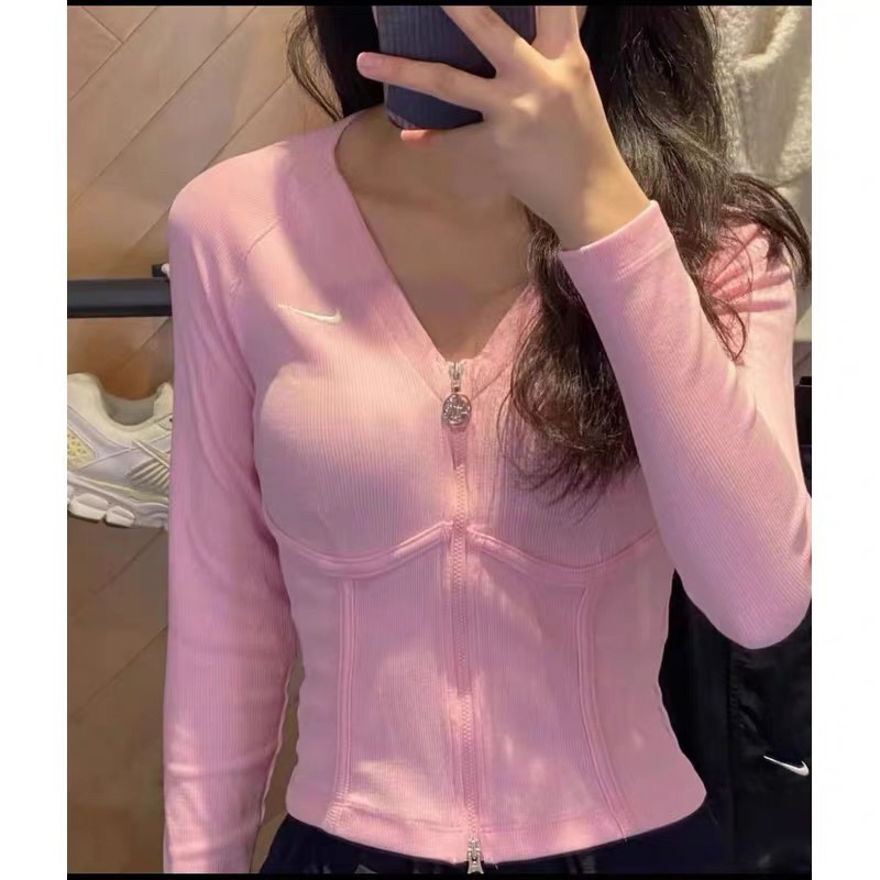 晶晶正品代购耐克女款单层针织鱼骨双向拉链外套1133