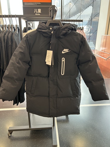 晶晶正品耐克冬季新款休闲运动男女童中长款加厚保暖羽绒服IO6105