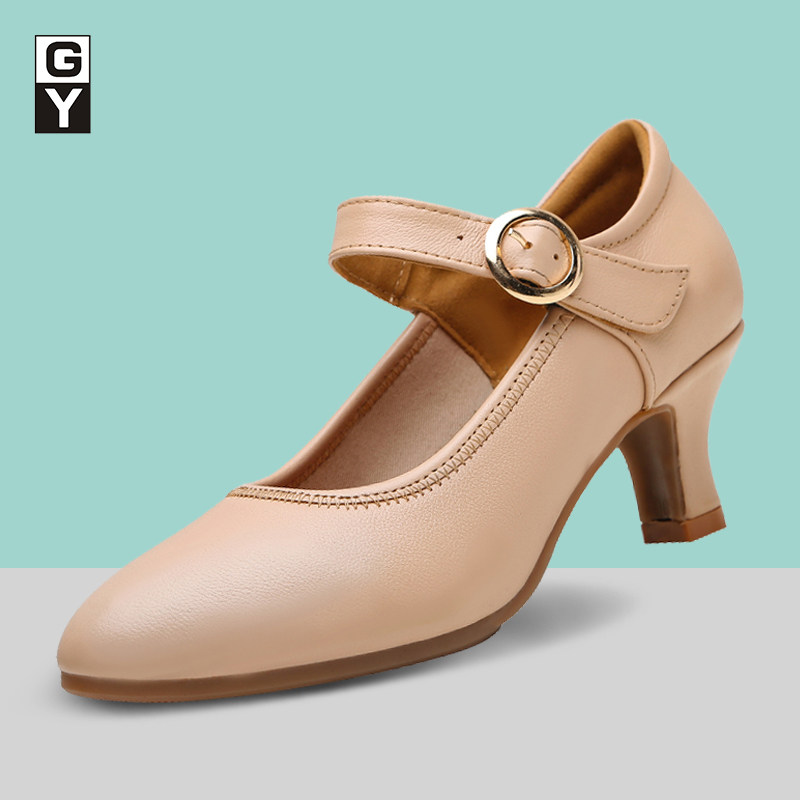 GY摩登舞鞋女士中高跟交谊舞广场舞双人舞软底舞蹈鞋平时穿夏季