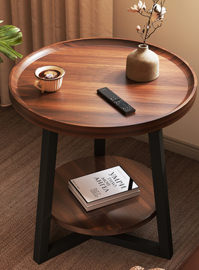 茶几客厅家用小户型沙发边几圆形阳台小桌子茶桌简约床头柜置物架