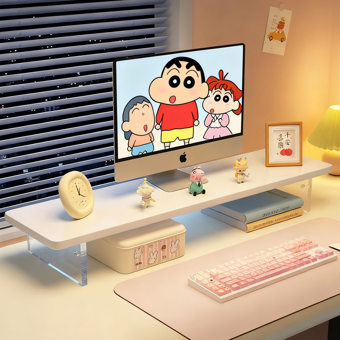 台式电脑增高架显示器增高架显示屏幕底座支架键盘托架台式支架亚克力悬浮垫高底座办公桌置物架桌面收纳架子