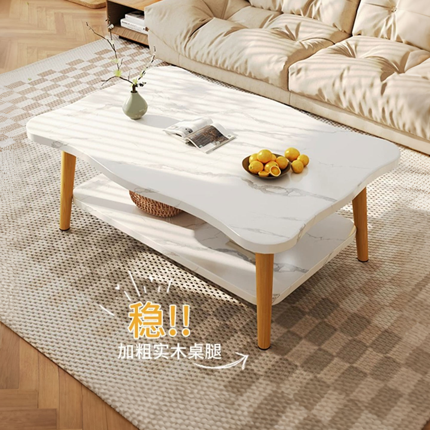 家用客厅小桌子现代出租屋茶几小户型简约阳台飘窗桌轻奢家用茶桌图片