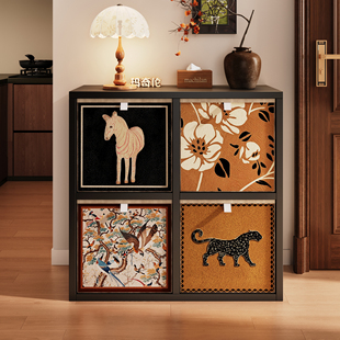 钢制日式格子柜卡莱克书架自由组合落地置物架收纳筐柜收纳柜一体